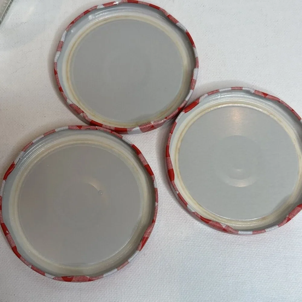 Lot of 3 Bonne Maman Empty Jam Jars 13 oz – Glass Storage w/ Gingham Lids 3.75
